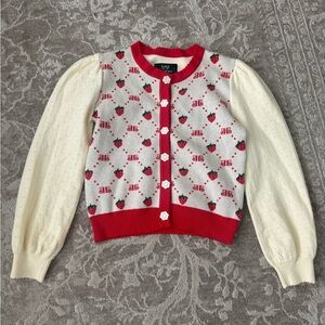 EllandEmm Red and Cream Women's Cardigan